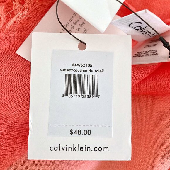 NWT Calvin Klein Dip Dye Rayon Scarf - Orange/Pink - Picture 15 of 15